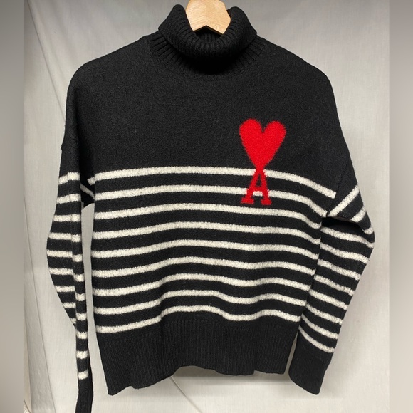 Ami Alexandre Mattiussi Sweaters - AMI Alexandre Mattiussi De Couer Virgin Wool Turtleneck Sweater S